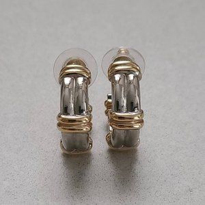 Gold & Silver Colored Thick Hoop Earrings